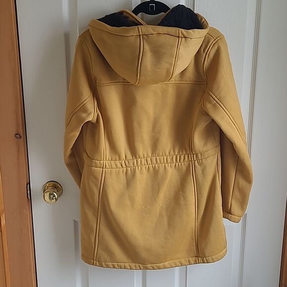Big Chill Women's Fleece Anorak  Jacket with Sherpa Lined Hood - Mustard, size L - Picture 6 of 10